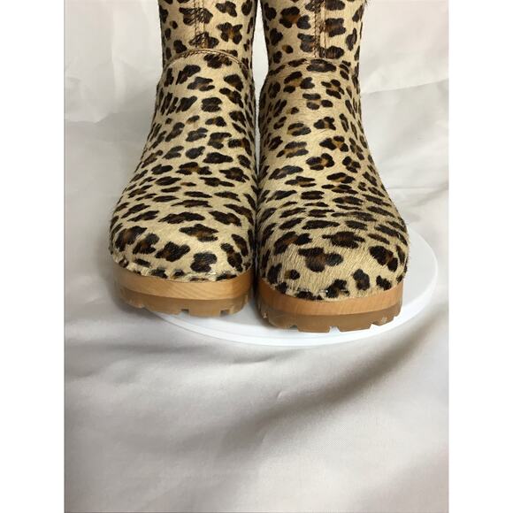 Swedish Hasbeens Women Leopard print Ankle Block Heel Clogs Sz 37/7US NWOB - Picture 4 of 13